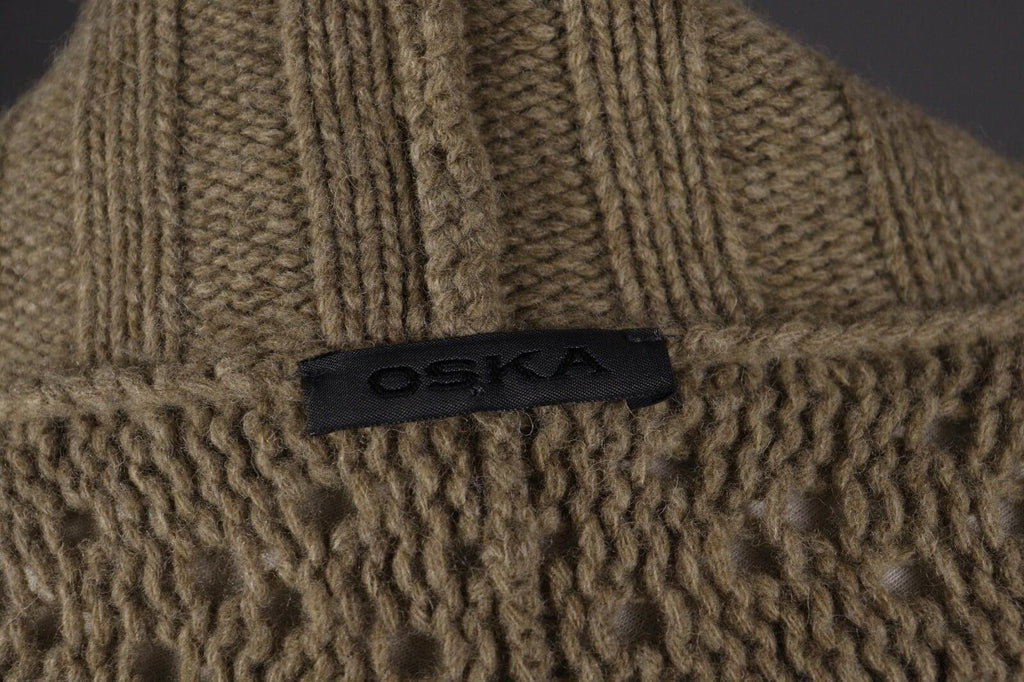 OSKA Brown Wool Knit Long Sleeve Drape Cardigan Sweater – Size 2