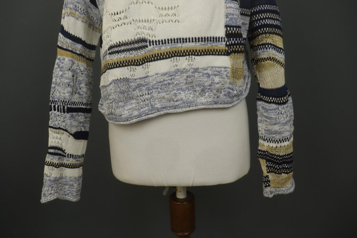 HIGH Multicolor Striped Cotton Knit Long Sleeve Regular Pullover Sweater – Size M