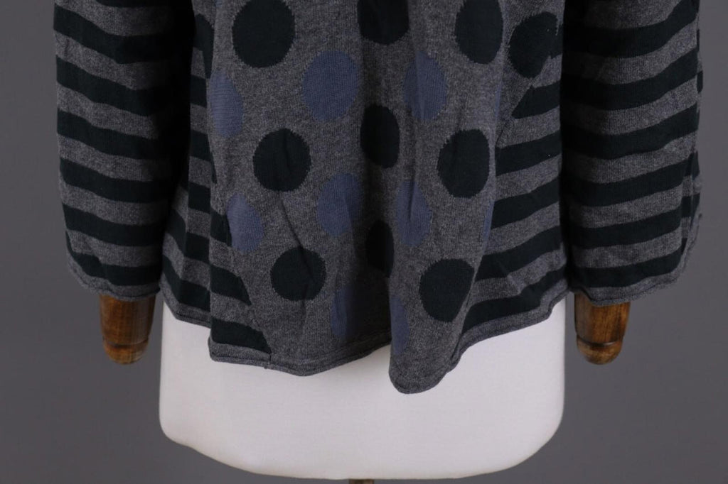 GUDRUN SJODEN Gray Dotted Striped Cape Wrape Knit Cardigan Sweater – Size L