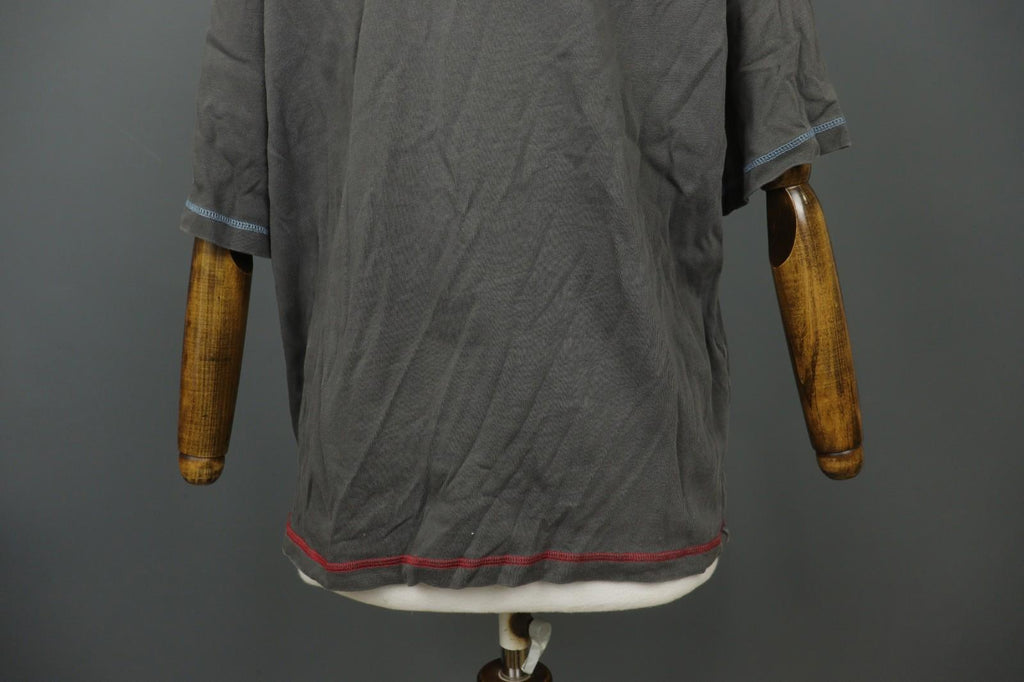 GUDRUN SJÖDEN Gray Palm Graphic Cotton Short Sleeve Round Neck T-Shirt – Size L/XL