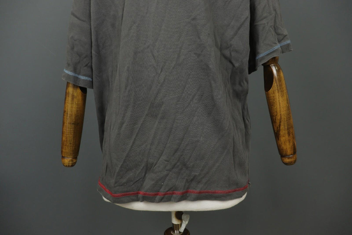 GUDRUN SJÖDEN Gray Palm Graphic Cotton Short Sleeve Round Neck T-Shirt – Size L/XL