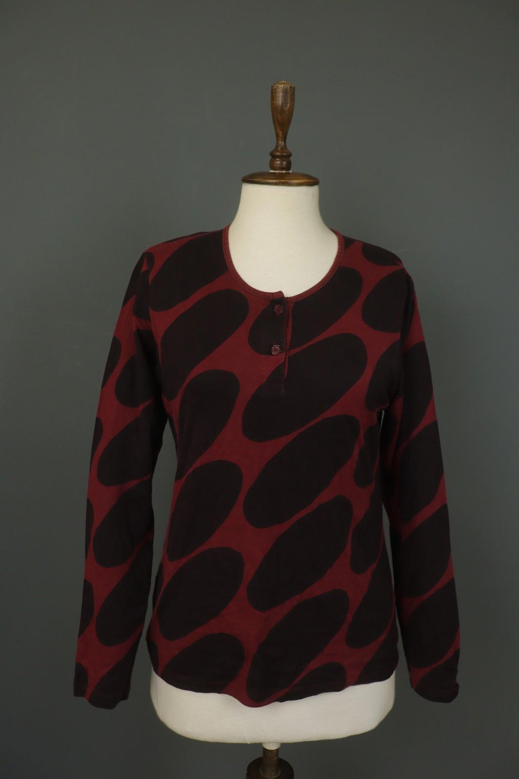 MARIMEKKO MIKA PIIRAINEN Multi Polka Dot 100% Cotton Round Neck Blouse Top Sz M