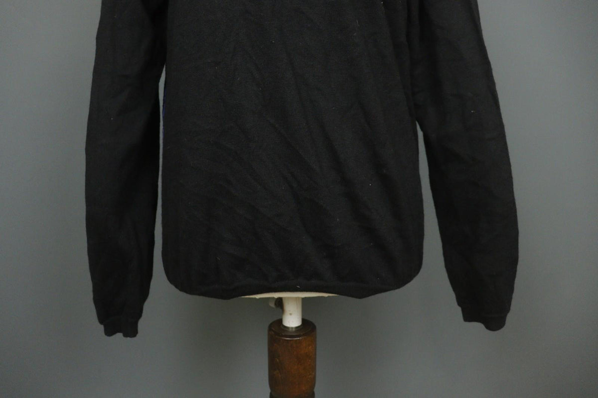 NAPAPIJRI Black 100% Merino Wool Raglan Sleeve V-Neck Pullover Sweater – Size L
