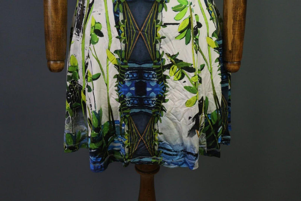 AVENTURES DES TOILES Multi Printed V-Neck Short Sleeve Sheath Dress – Size 36