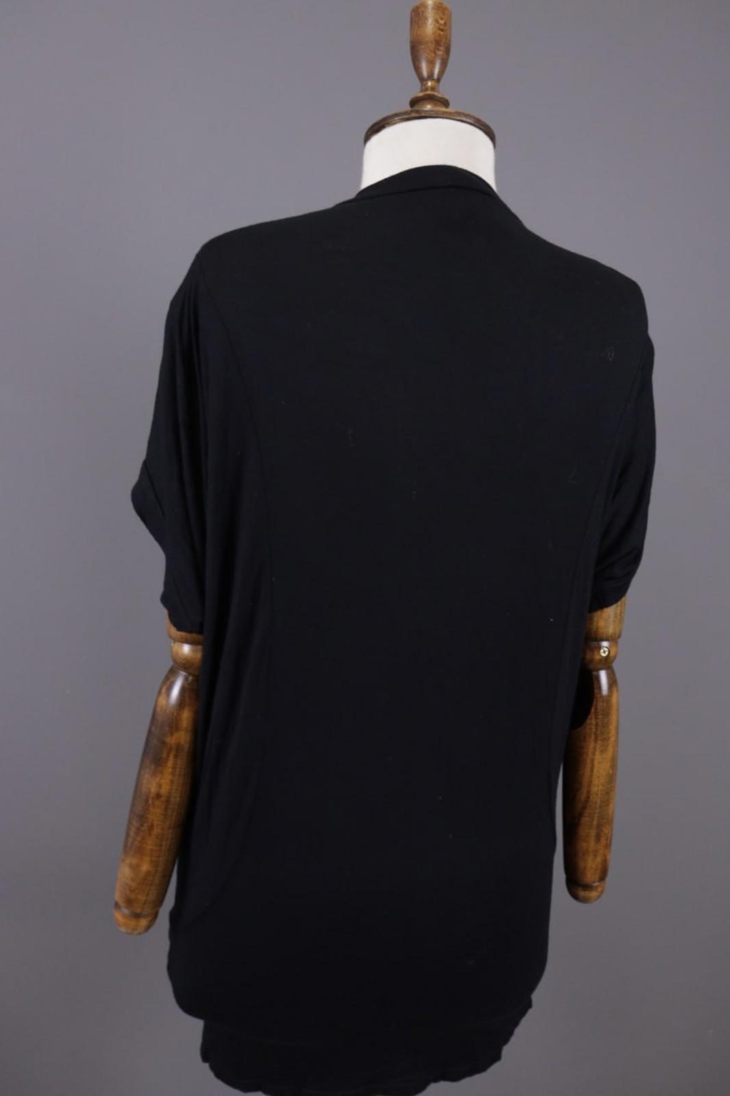 RUNDHOLZ Tunic Top Black Stretch Relaxed Cowl Neck Short Sleeve Pullover – Size L