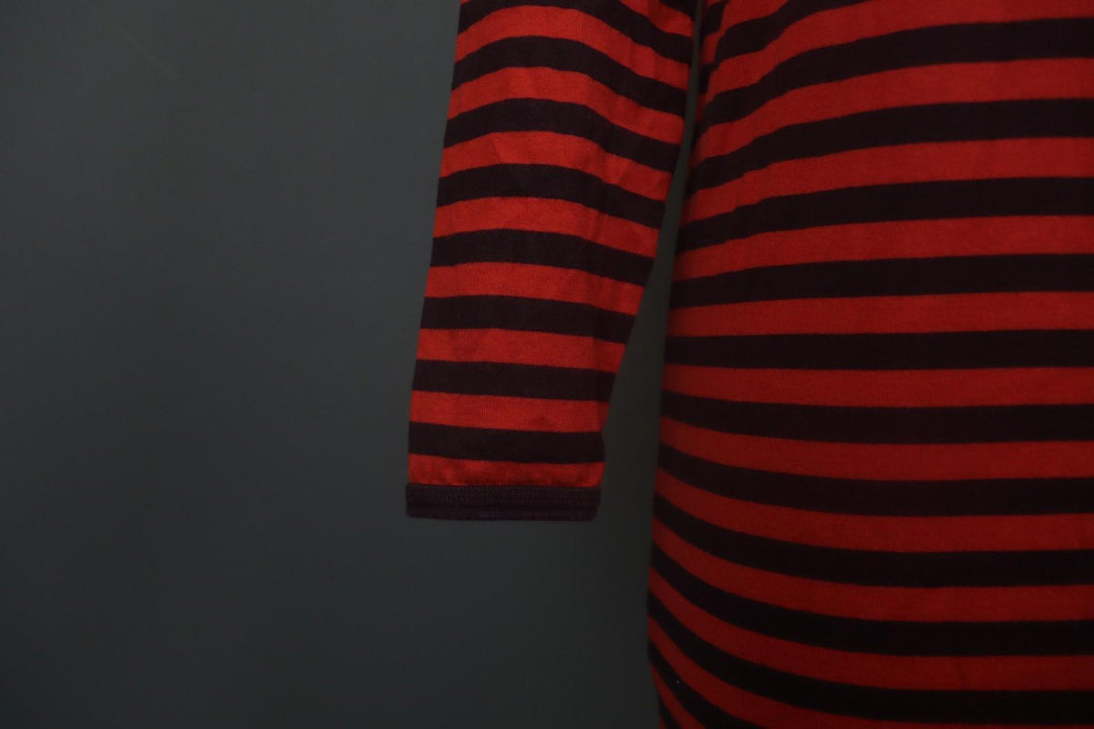 MARIMEKKO PITKĀMEKKO Red Black Striped Cotton Long Sleeve Shift Dress – Size XS