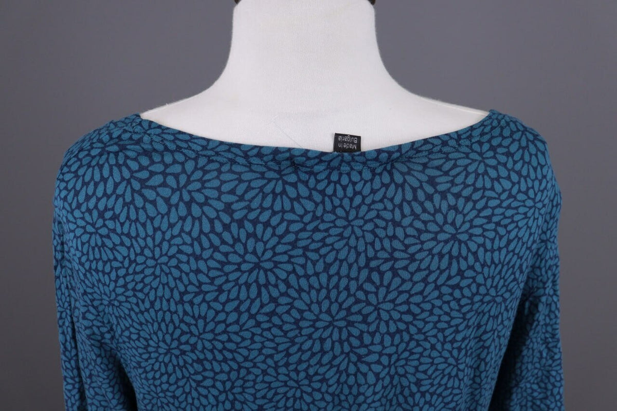 Gudrun Sjoden Blue Floral Oversize Lagenlook Long Sleeve Tunic Dress – Size L