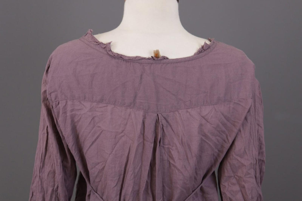 Cop. Copine Shirt Dress Purple Pleated Balloon Sleeve Button Front – Size 40