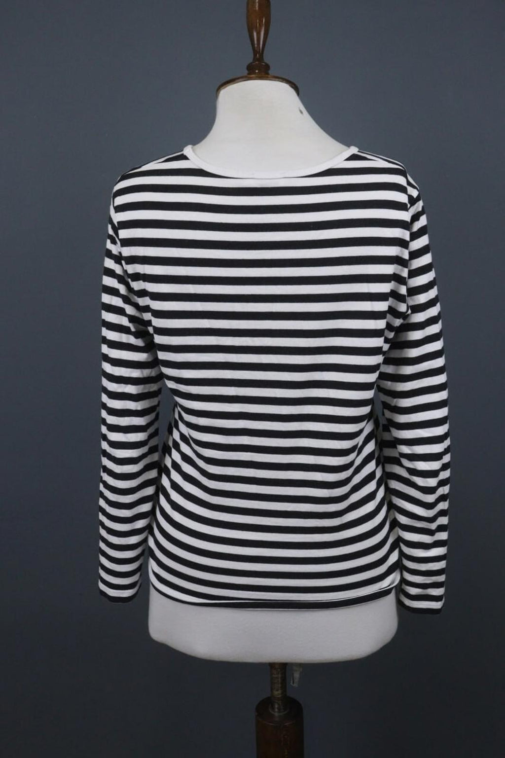 MARIMEKKO White Black Striped Round Neck Long Sleeve Stretch Blouse Top – Size S