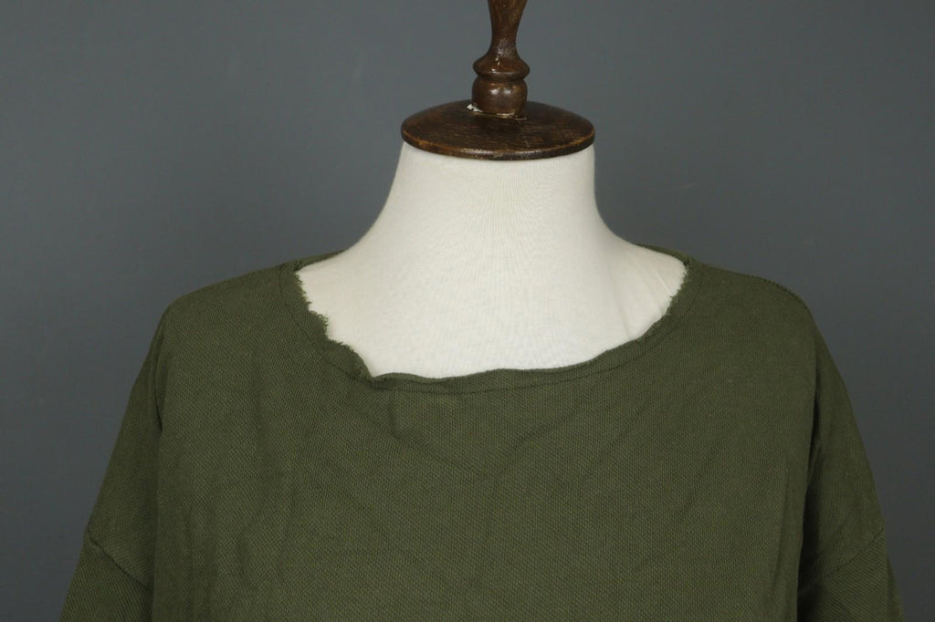 HANNES ROETHER Green Cotton Long Sleeve Round Neck Pullover Tunic Top M/L