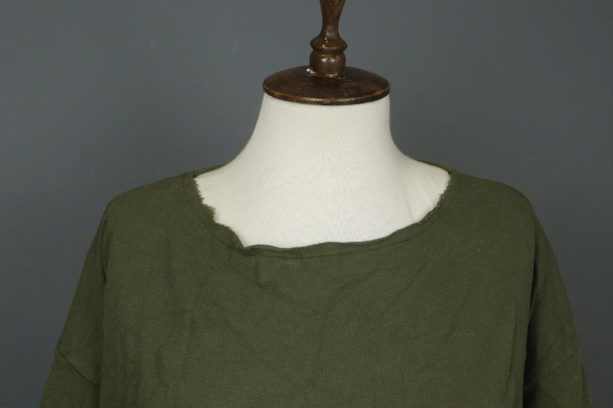 HANNES ROETHER Green Cotton Long Sleeve Round Neck Pullover Tunic Top M/L