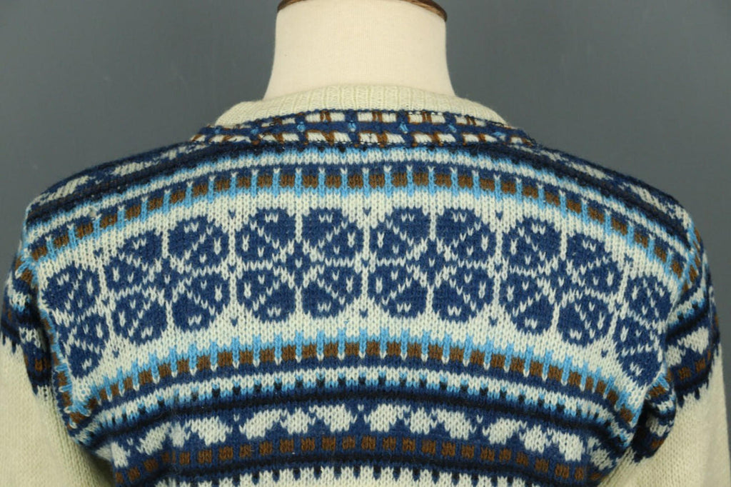 NORLAENDER Sportswear Beige Fair Isle Wool Knit Clasp Ski Cardigan Sweater 50 [COPY]