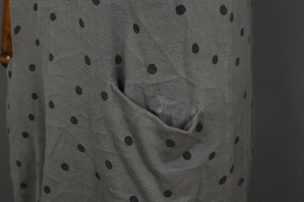 GUDRUN SJODEN Gray Cotton Polka Dot Long Sleeve Round Neck Shift Dress – Size M