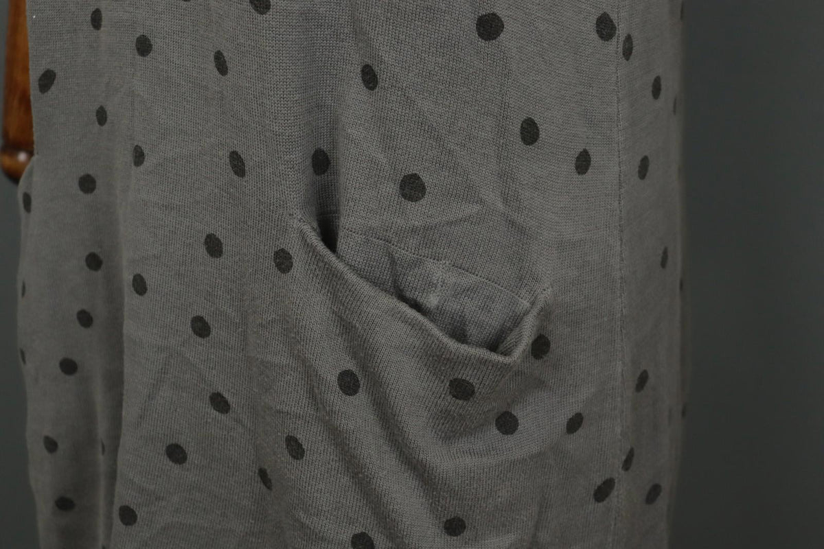 GUDRUN SJODEN Gray Cotton Polka Dot Long Sleeve Round Neck Shift Dress – Size M
