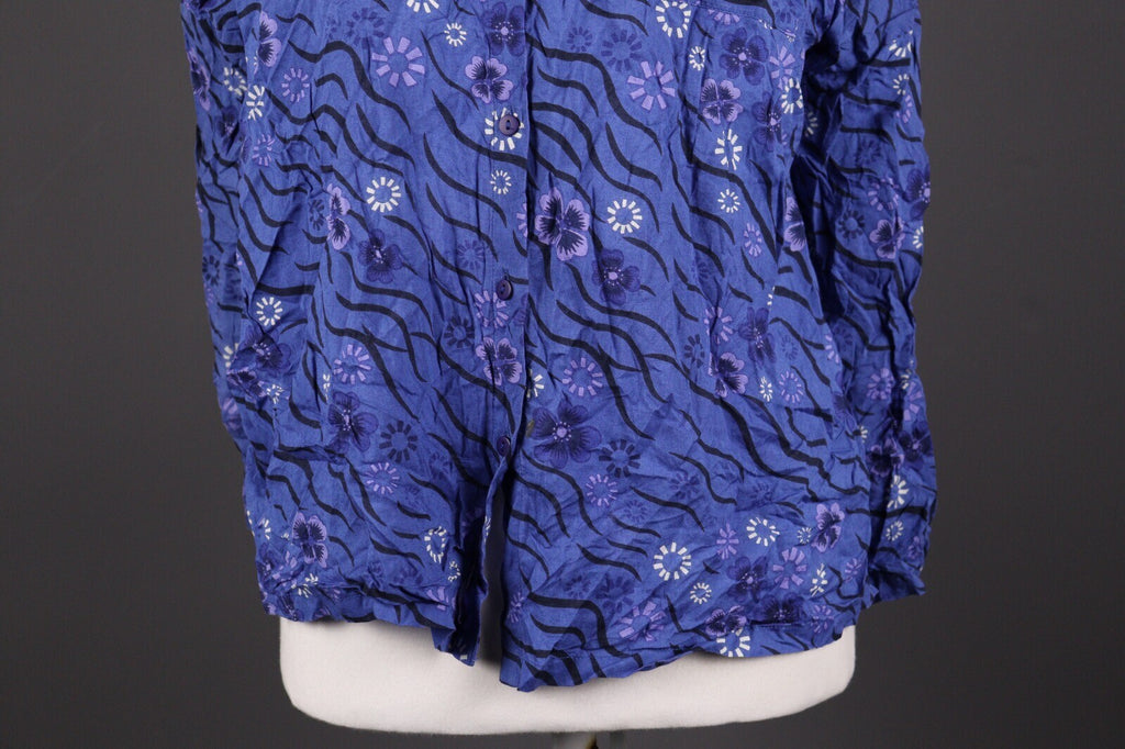 Gudrun Sjode Blue Floral Print Textured Liquid Buttoned Cardigan – Size L