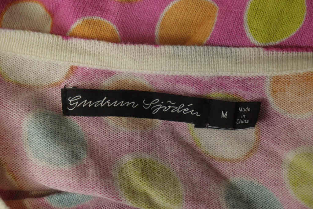 GUDRUN SJÖDEN Multi Polka Dot Long Sleeve Button Front Cardigan Sweater – Size M