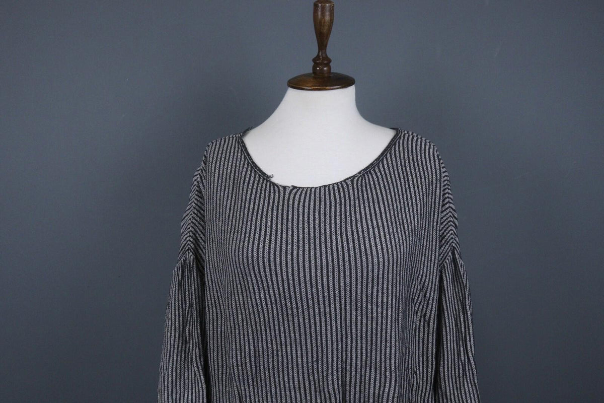 GUDRUN SJODEN Gray Black Striped Long Sleeve Blouse Top – Size S / M