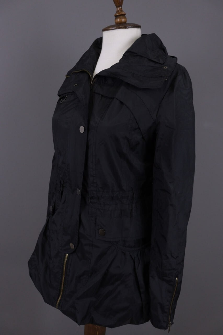 Cop. Copine Black Lagenlook Full Zip Veste Designer Parka Coat Jacket – Size 30