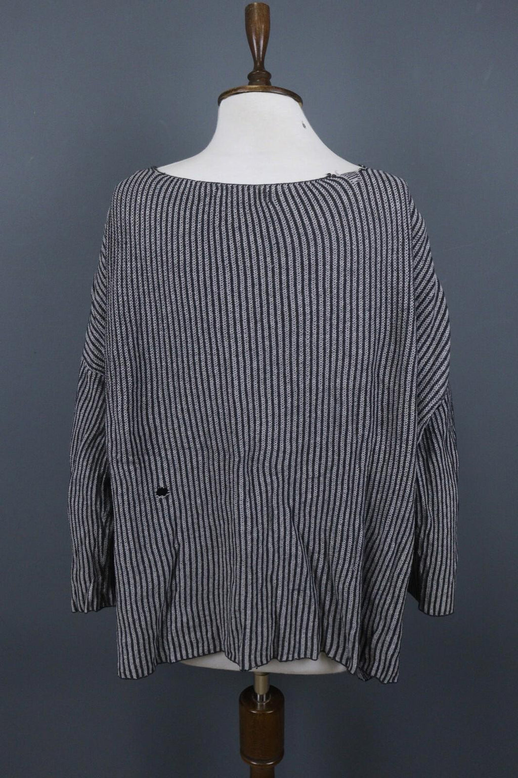 GUDRUN SJODEN Gray Black Striped Long Sleeve Blouse Top – Size S / M