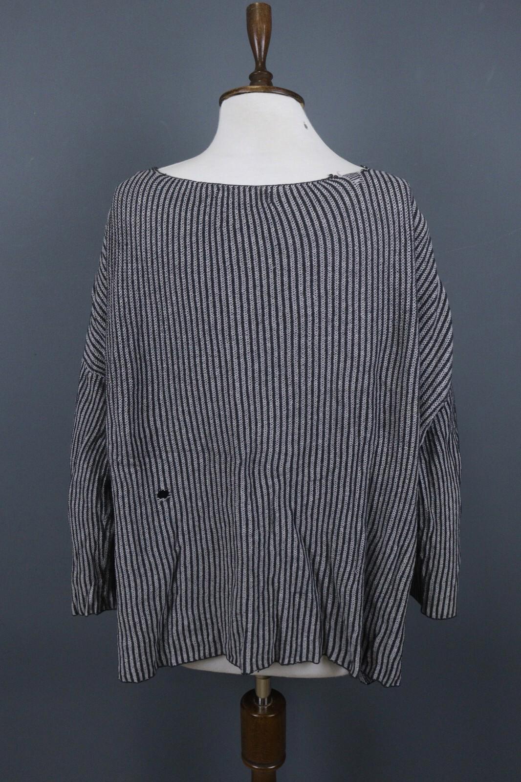 GUDRUN SJODEN Gray Black Striped Long Sleeve Blouse Top – Size S / M