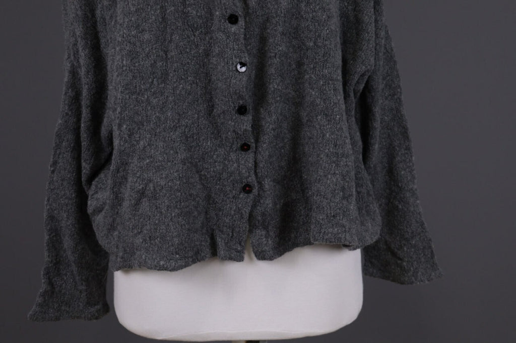 Grizas Gray Wool Lagenlook Textured Knit Cardigan Sweater – Size XL