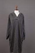 RUNDHOLZ Maxi Dress Gray Acrylic Hooded Ribbed Cuff & Hem Pouch Pocket – Size M