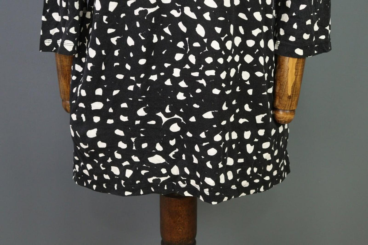 MARIMEKKO Black Printed A-Line Relaxed 3/4 Sleeve Tunic Dress – Size S
