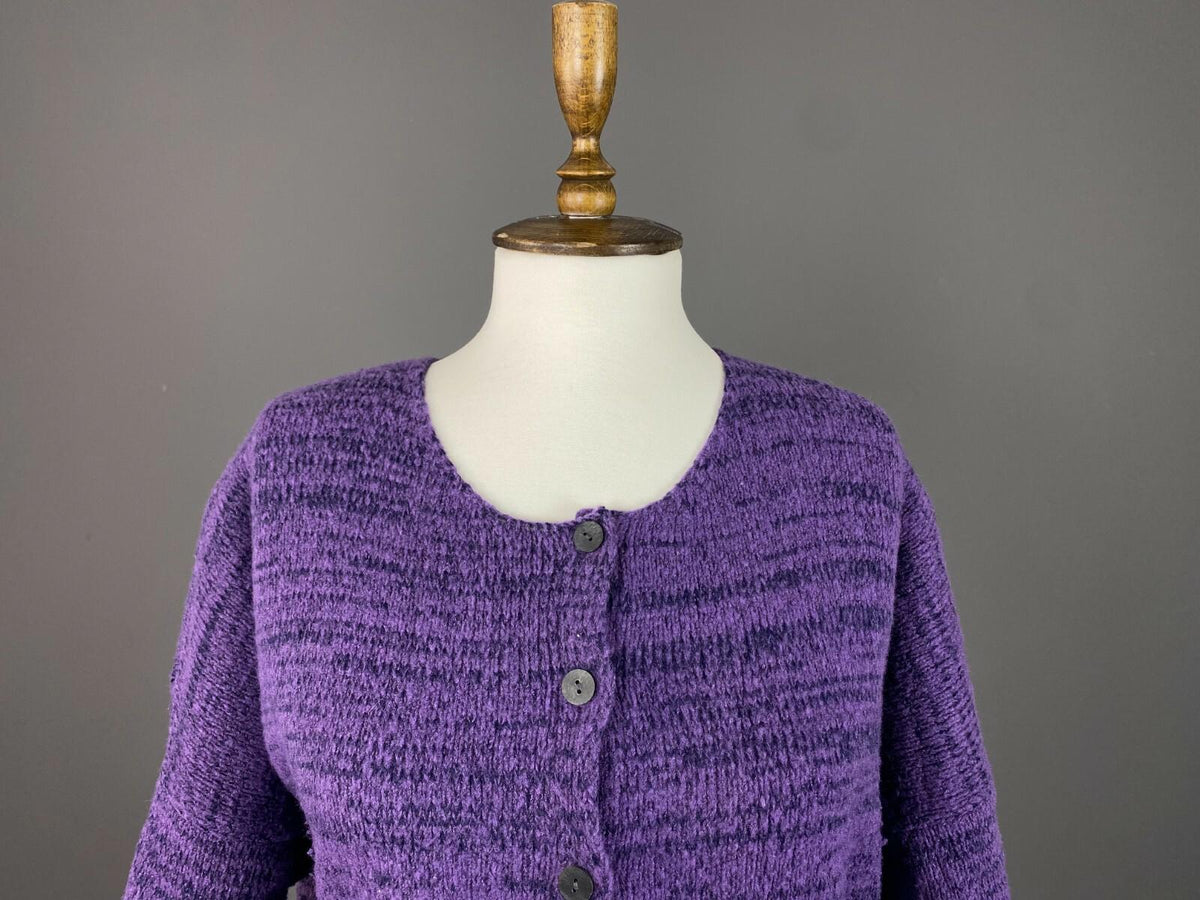 GRIZAS Purple Wool Button Down 3/4 Sleeve Cardigan Sweater – Size M