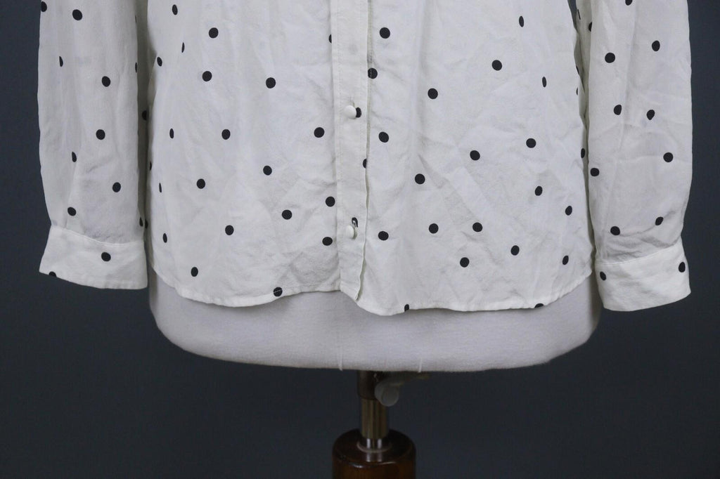 SEZANE Beige Black Polka Dots Long Sleeve Button Up Shirt – Size 36