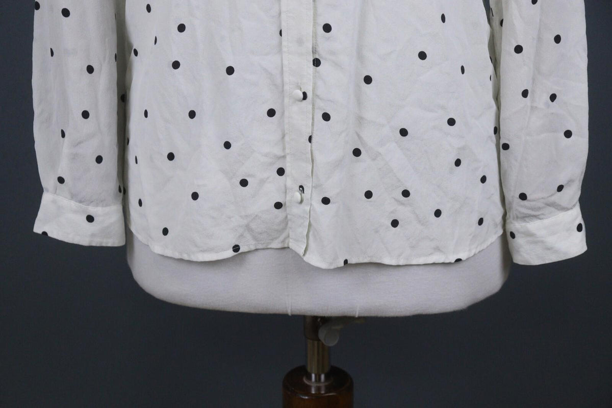 SEZANE Beige Black Polka Dots Long Sleeve Button Up Shirt – Size 36
