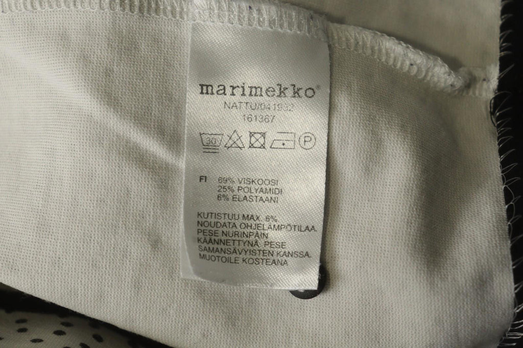 MARIMEKKO NATTU White Polka Dot Viscose Stretch Round Neck Pullover Blouse Top