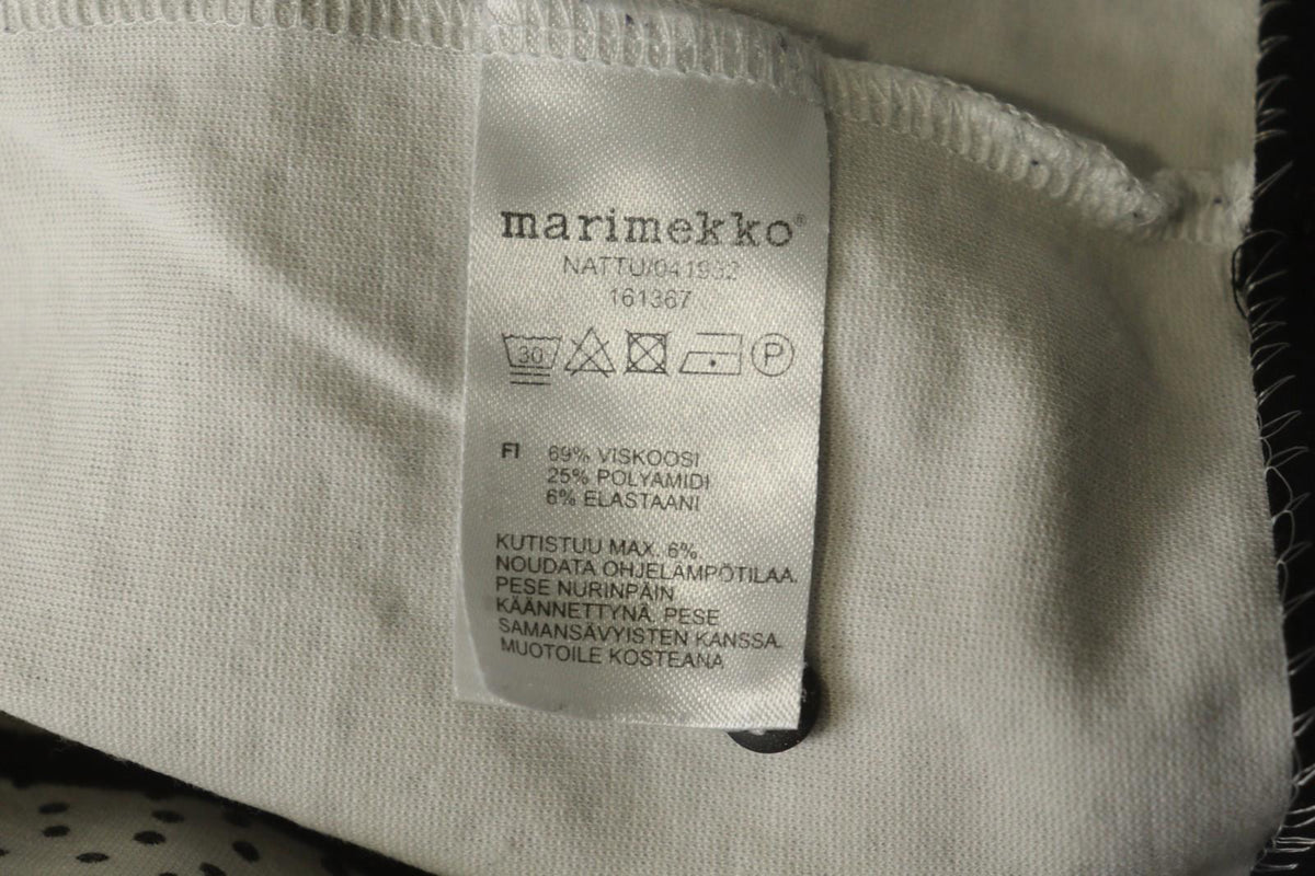 MARIMEKKO NATTU White Polka Dot Viscose Stretch Round Neck Pullover Blouse Top