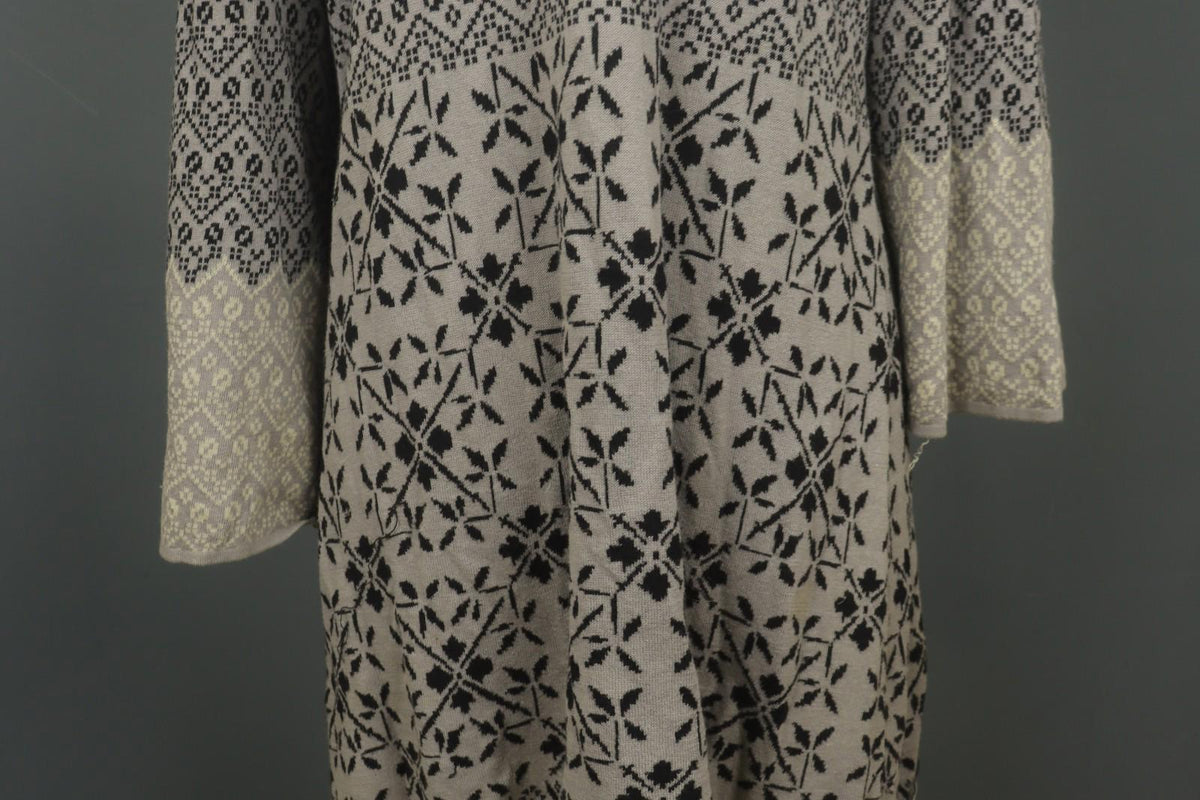 GUDRUN SJODEN Multi Floral 100% Cotton Knitted Square Neck Sweater Dress – Size XL