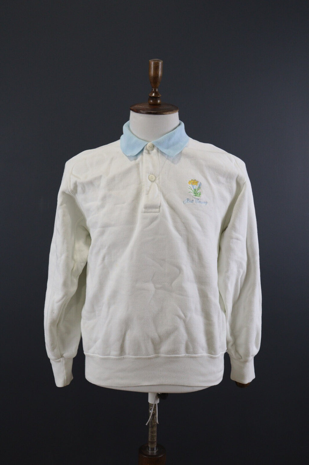 Best Company Olmes Carretti Vintage White Polo Carts Knit Sweatshirt – Size L