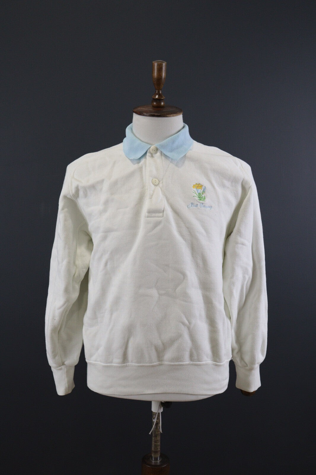 Best Company Olmes Carretti Vintage White Polo Carts Knit Sweatshirt – Size L