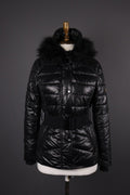 BARBOUR INTERNATIONAL Marleigh Quilt Jacket Belted Hooded Faux Fur – Size 34