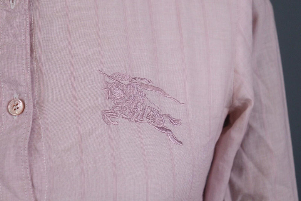 BURBERRY BRIT Pink Lightweight 3/4 Sleeve Stretch Button Down Shirt – Size XS