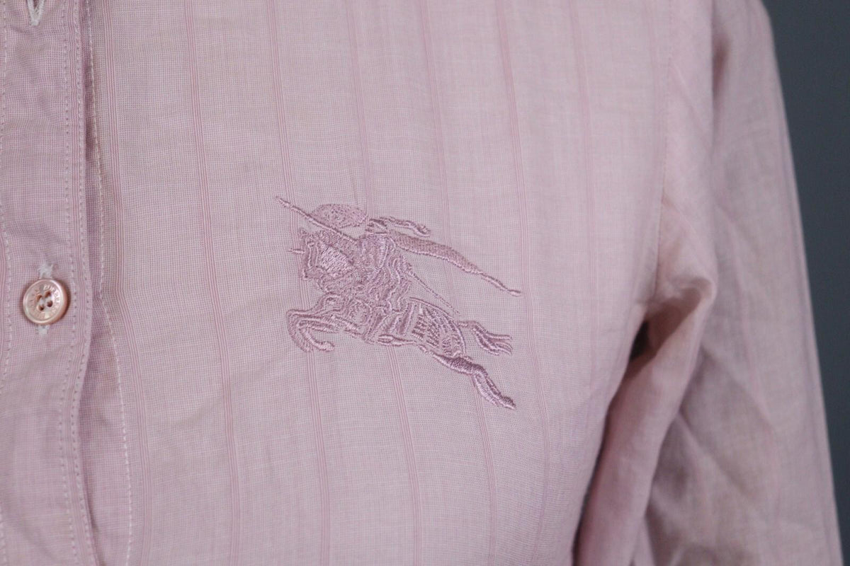 BURBERRY BRIT Pink Lightweight 3/4 Sleeve Stretch Button Down Shirt – Size XS