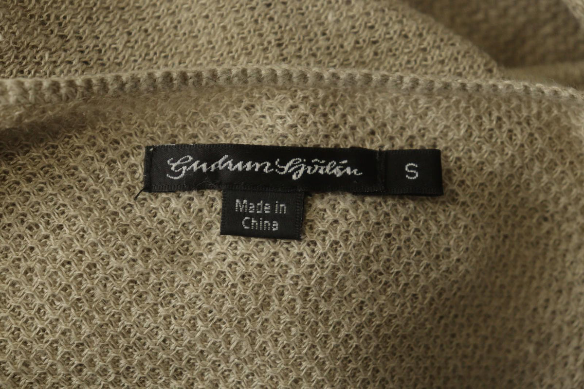 GUDRUN SJODEN Tan 100% Linen Long Sleeve Round Neck Pullover Shift Dress – Size S