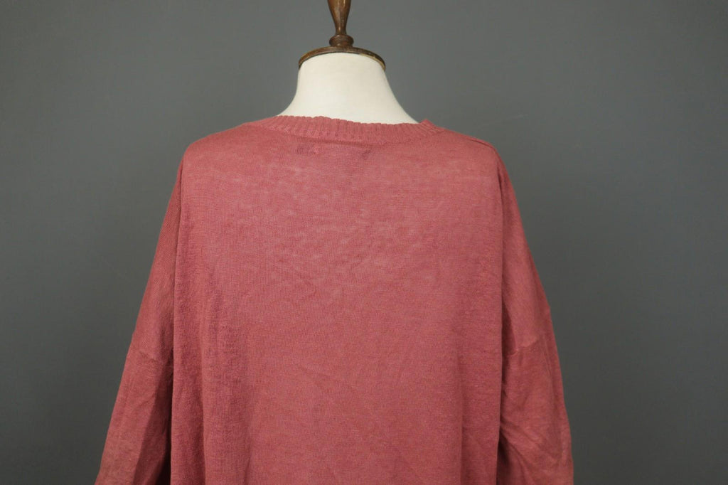 GUDRUN SJÖDEN Marron 100% Linen Knit Long Sleeve Pullover Sweater Dress – Size XL