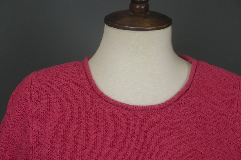 GUDRUN SJODEN Pink Cotton Knitted Long Sleeve Round Neck Pullover Sweater – Size S