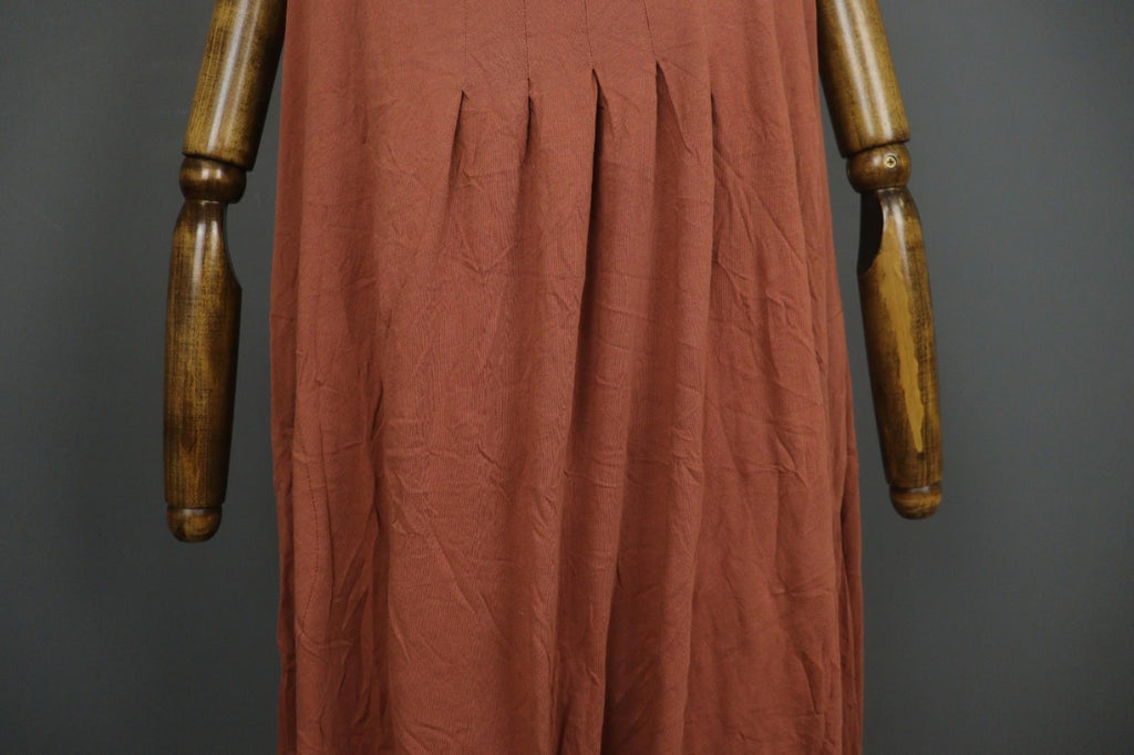GUDRUN SJODEN Brown Pleated Sleeveless Scoop Neck Pullover Tank Dress – Size M