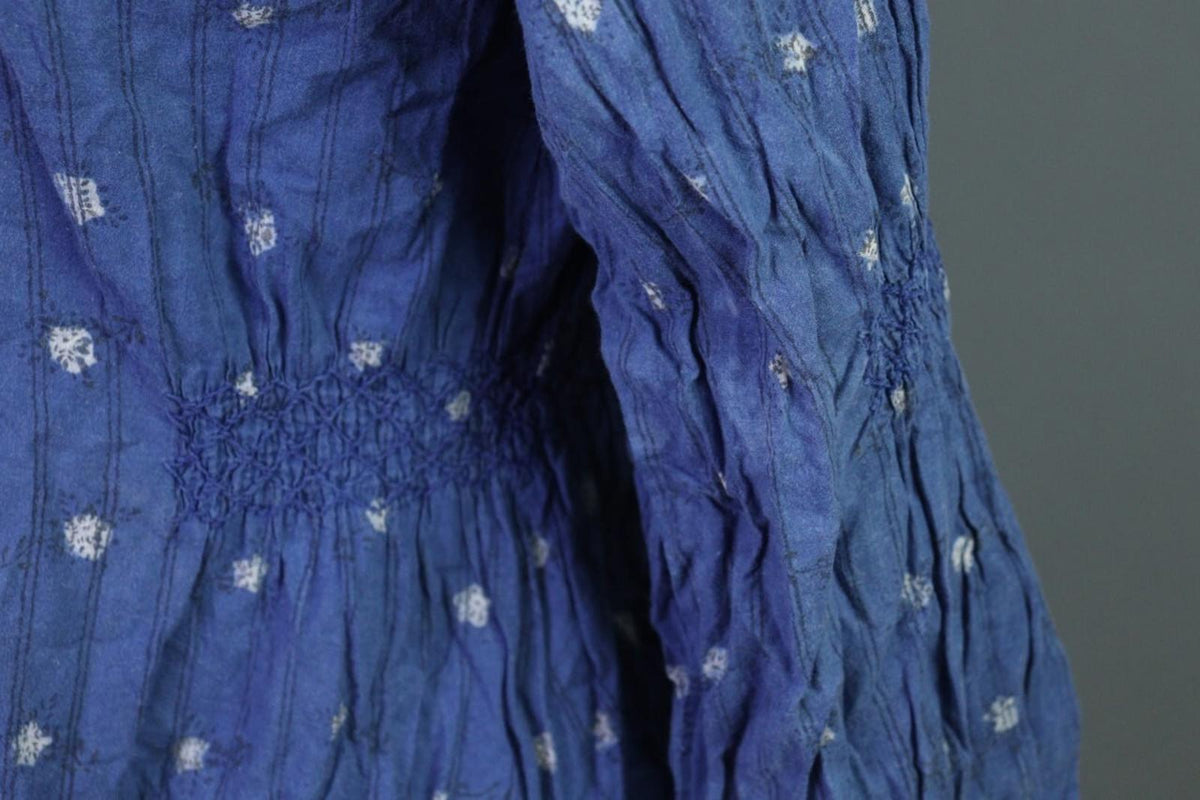 GUDRUN SJODEN Blue Floral Button Up Long Sleeve Top Shirt – Size S