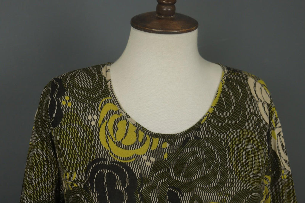 GUDRUN SJODEN Multicolor Floral Print Round Neck Long Sleeve Sheath Dress – Size M
