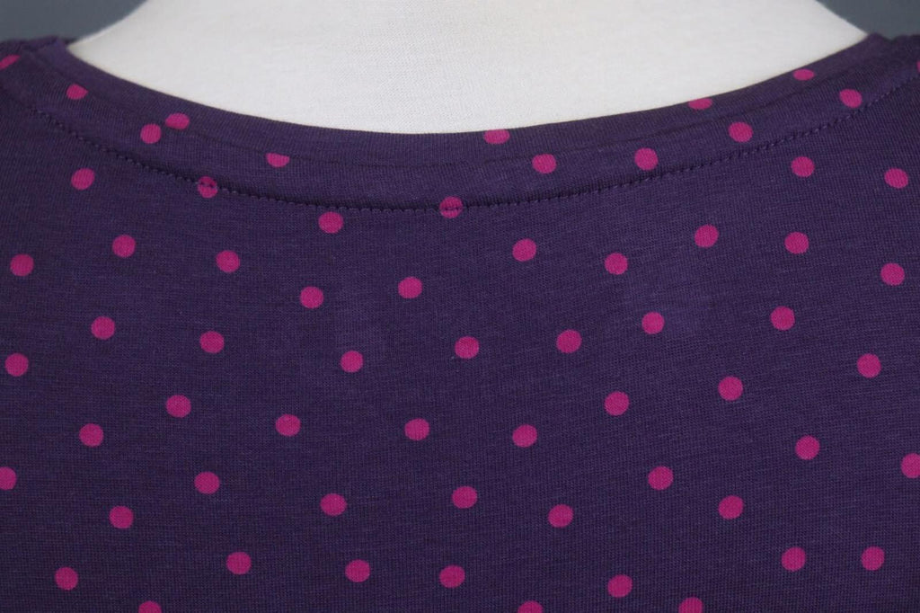 GUDRUN SJODEN Purple Polka Dot Modal Crew Neck Long Sleeve Blouse Top – Size S