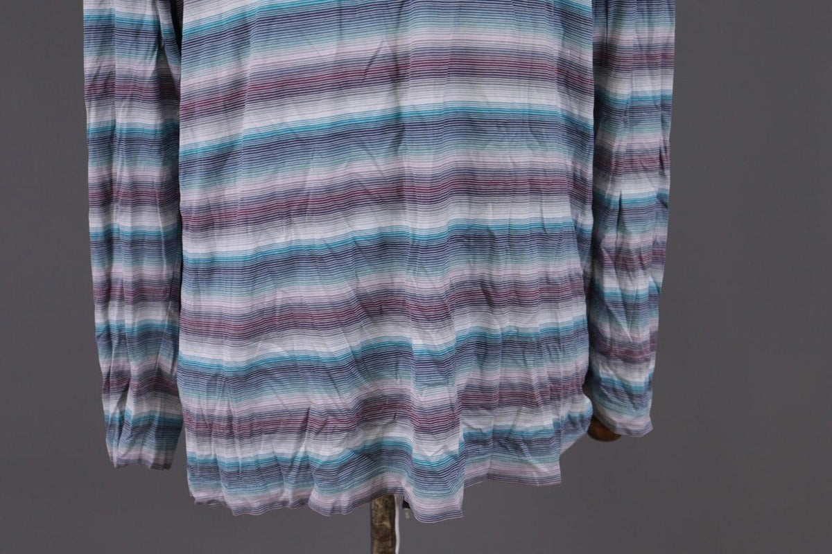 MISSONI UOMO Multicolor Striped Henley Knit Sweater – Size 54