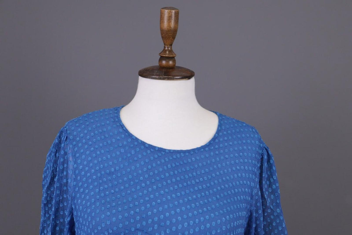 GRIZAS Blue Silk Textured Lagenlook 3/4 Sleeve Blouse Tunic – Size XS
