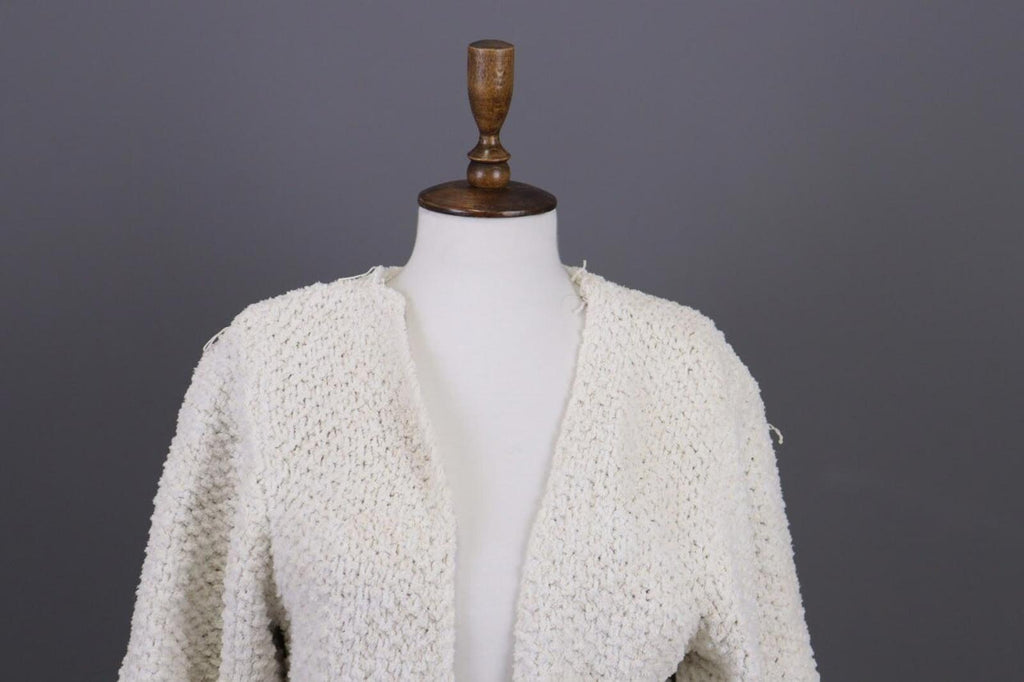 GANNI White Knit Open Front 3/4 Sleeve Cardigan Sweater – Size S