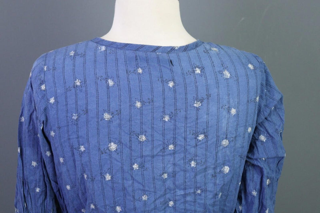 GUDRUN SJODEN Blue Floral Button Up Long Sleeve Top Shirt – Size S