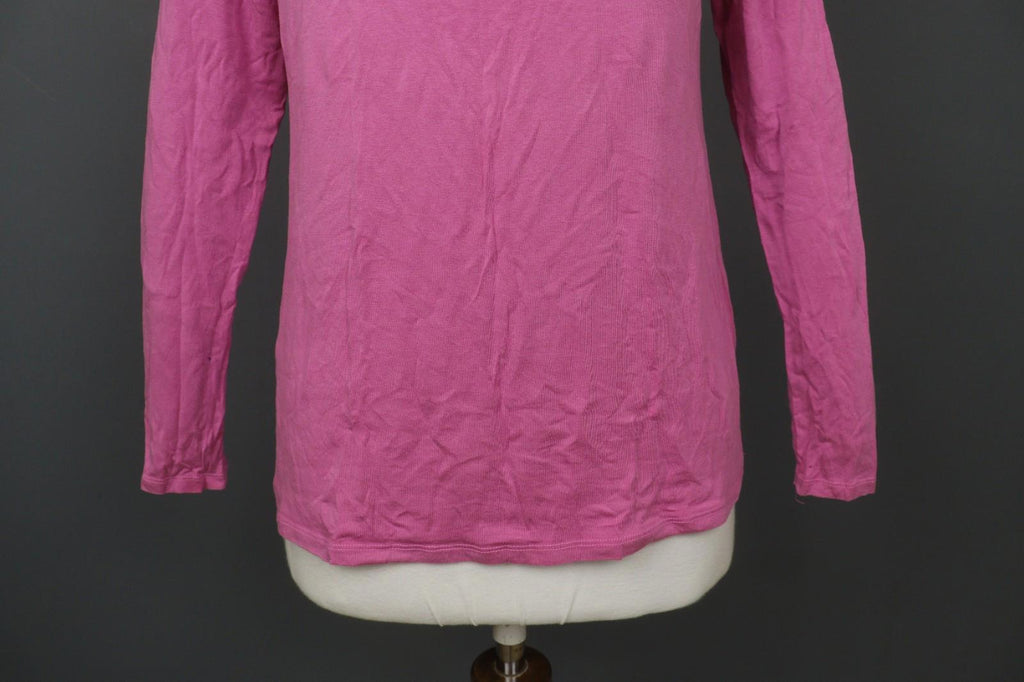 GUDRUN SJODEN Pink Lyocell Long Sleeve Round Neck Pullover T-Shirt Top – Size M